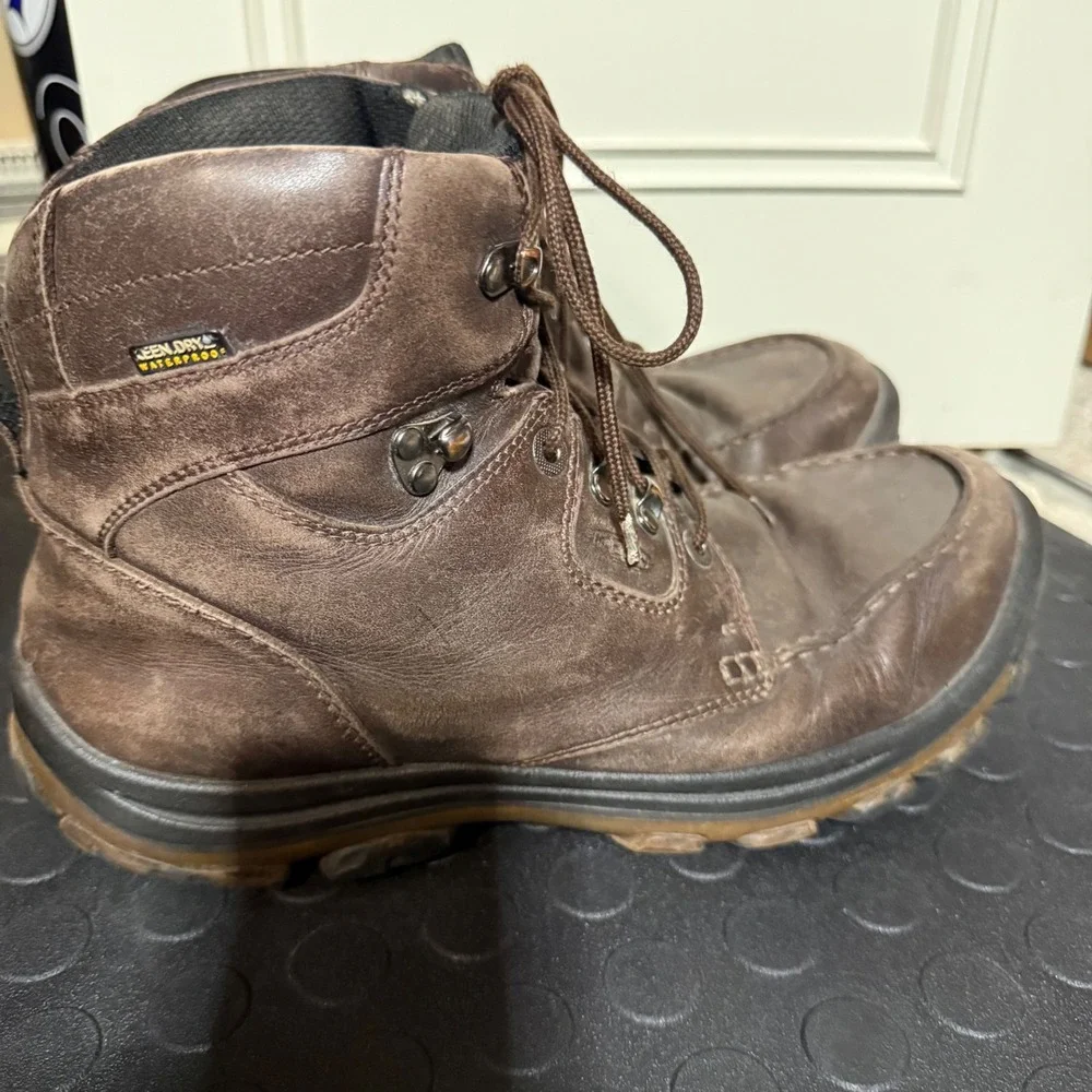 Keen Nopo Dry Waterproof Hiking Boots Mens 12 Brown Leather moc Toe USA Built